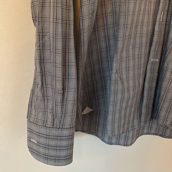 Z Zegna dress shirt in grey plaid print. - Picture 3 of 5